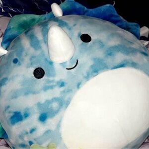 10” Squishmallow- Jerome Triceratops Blue and White Dinosaur Plush Toy